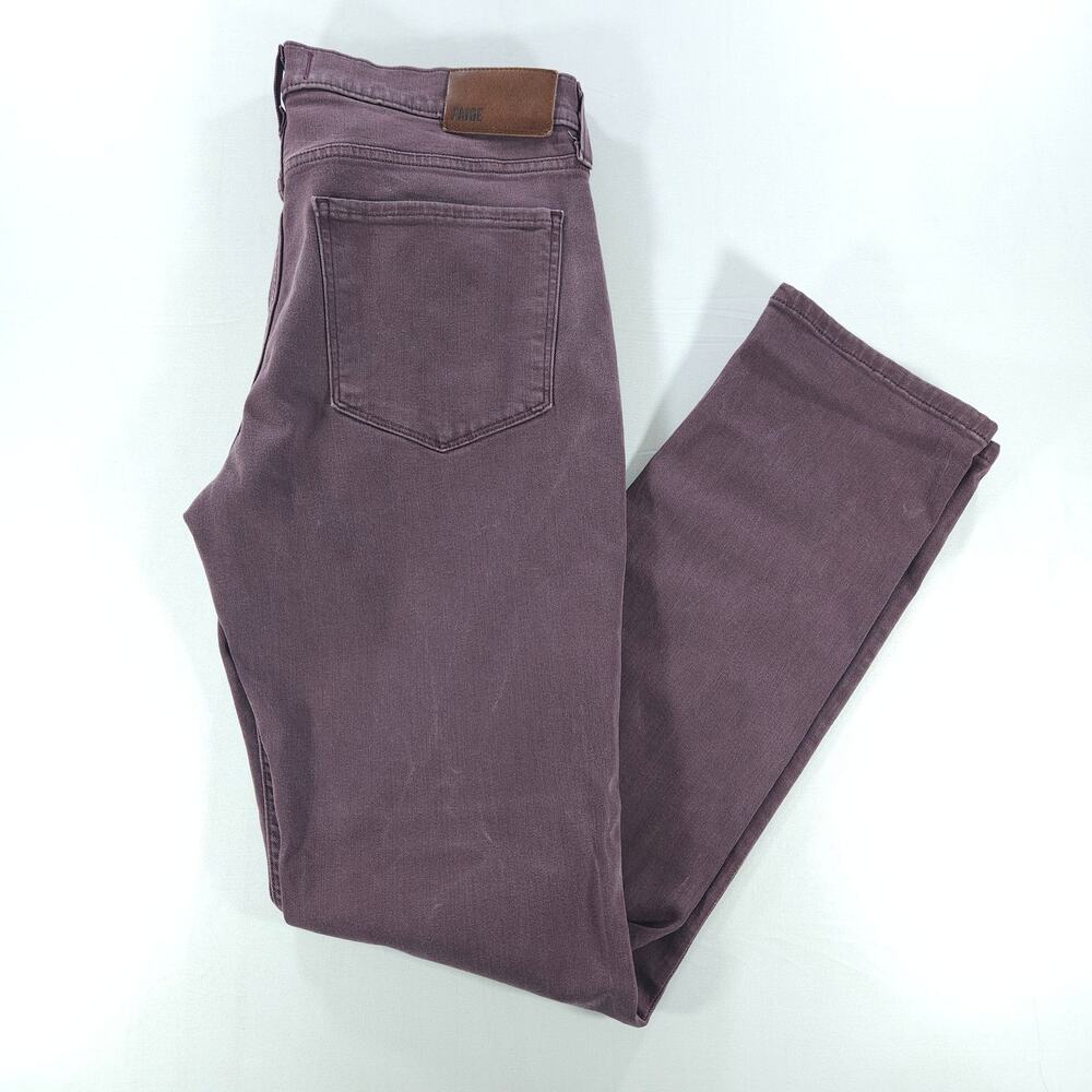 PAIGE Lennox Slim Jeans Men 33 Rich Malbec Burgundy Stretch Denim Five Pocket